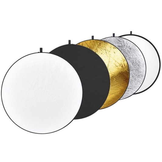 60cm (24") 5-in-1 Collapsible Photography Reflector - Gold/Silver/White/Black/Zip-Diffuser for Portraits & Product Shoots