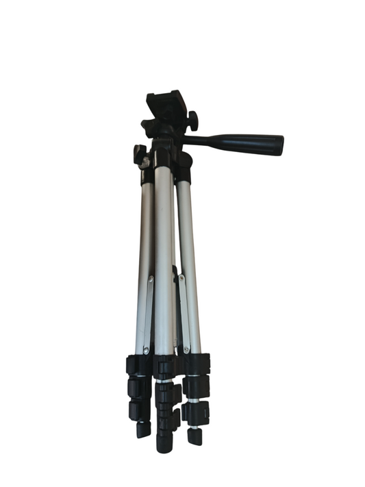 Tripod with black and silver design